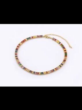 Gorgeous baguette crystals necklace multicolor with 14kt gold plated